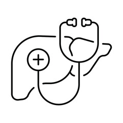 liver examination, stethoscope, line editable icon