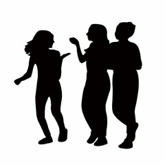 teenager girls making chat, silhouette gvector