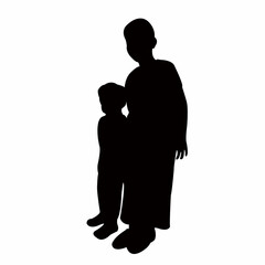 two children standing body, silhouette vector