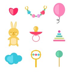 set of children's toys vector flat style