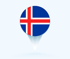 Map pointer with flag of Iceland.