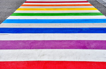 Zebrastreifen, bunt, Streifen, Farbe, Regenbogen, Regenbogenfarben, Schutzweg, farbenfroh, LGBTIQ,...
