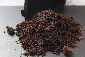close-up detail of coffee grounds