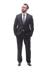 full length . a successful young man in a business suit