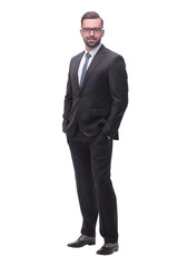 full length . a successful young man in a business suit