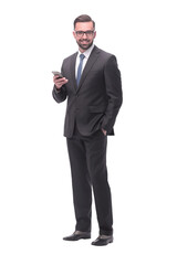 Obraz premium full length .concerned businessman . isolated on white