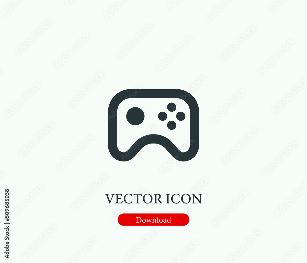 Poster gamepad vector icon. editable stroke. symbol in line art style for design, presentation, website or 