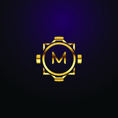 Fototapeta premium Premium luxury Vector elegant gold and font Letter M Template for company logo with monogram element 3d Design