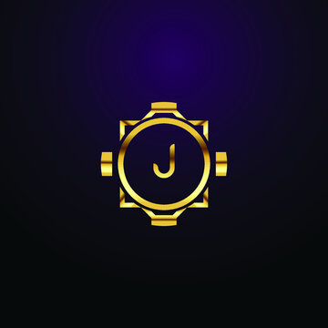 Premium luxury Vector elegant gold and  font Letter J Template for company logo with monogram element 3d Design