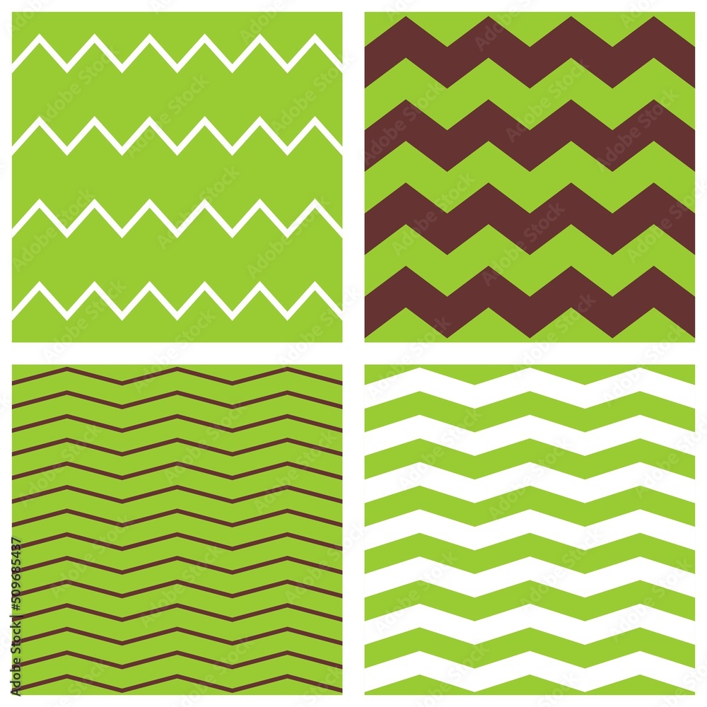 Poster tile vector pattern set with zig zag print background