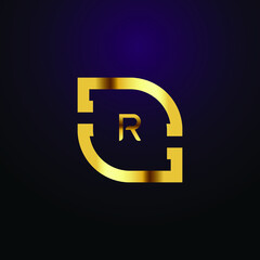 Premium luxury Vector elegant gold and  font Letter R Template for company logo with monogram element 3d Design