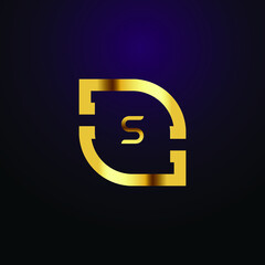 Premium luxury Vector elegant gold and  font Letter S Template for company logo with monogram element 3d Design