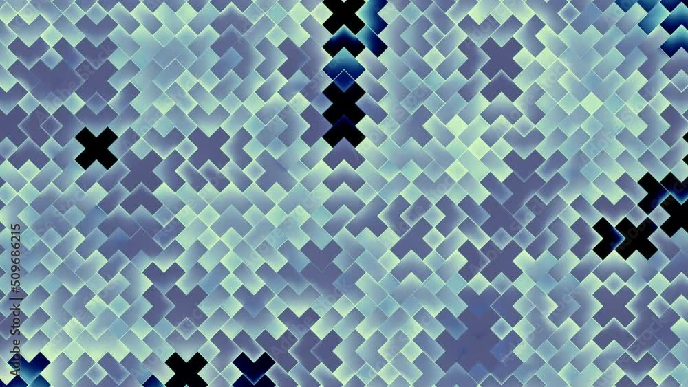 Poster abstract geometric background with colorful animation of blinking tiles in x form. design. digital m