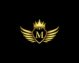 Golden M Luxury Logo Template Vector Icon. Golden Elegant Beautiful logo with with crown Vector Illustration Of Luxury Logo.