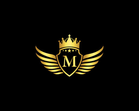 Golden M Luxury Logo Template Vector Icon. Golden Elegant Beautiful logo with with crown Vector Illustration Of Luxury Logo.