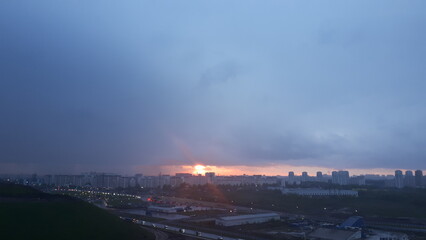 sunset over the city