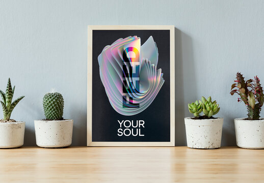 Soft Colour Abstract Holographic Poster Layout with Motivation Quote