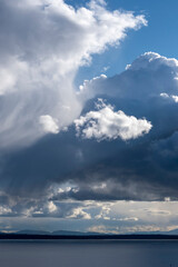 Fototapeta premium Dramatic storm clouds gathering over Puget Sound