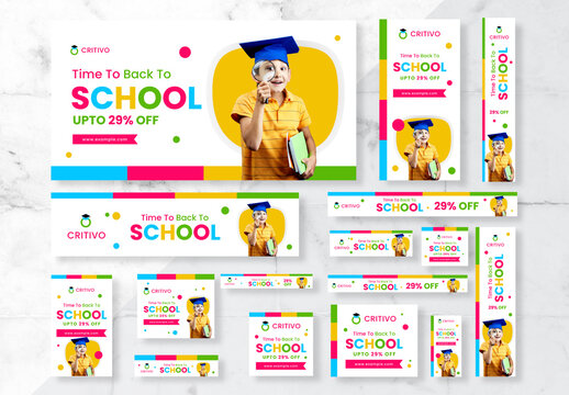 Kids Creative and School Banners Ads Layout