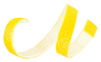 Ripe lemon peel isolated on a white background. Fresh lemon zest.