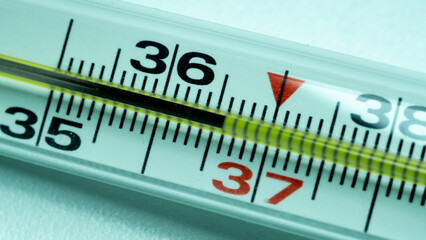 thermometer with scale on white