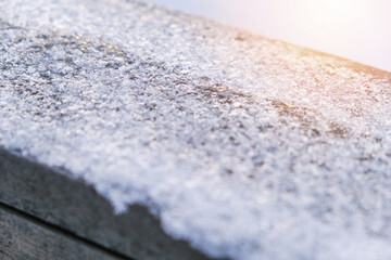 A layer of snow on the surface. Snowy winter.