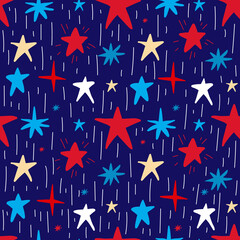 Starry Sky Seamless Pattern. Christmas stars seamless background. Vector illustration 