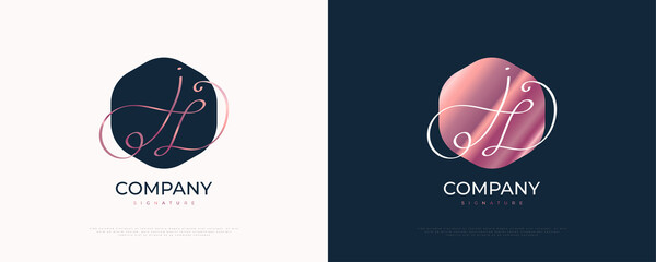 Fototapeta premium JD Initial Signature Logo Design with Elegant and Minimalist Handwriting Style. Initial J and D Logo Design for Wedding, Fashion, Jewelry, Boutique and Business Brand Identity