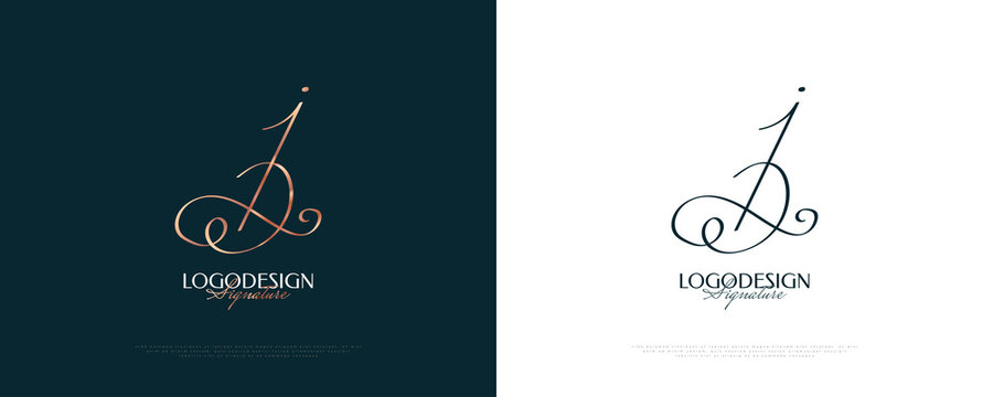 JD Initial Signature Logo Design with Elegant and Minimalist Handwriting Style. Initial J and D Logo Design for Wedding, Fashion, Jewelry, Boutique and Business Brand Identity