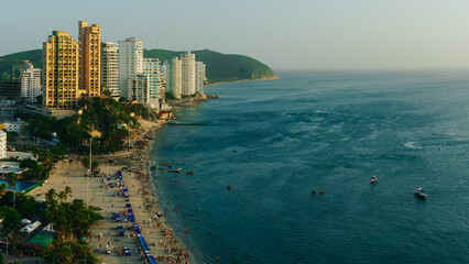 Santa Marta city skyline and sea