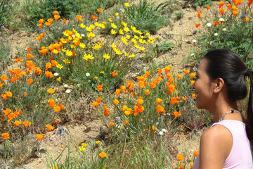 Wildflowers and a happy woman