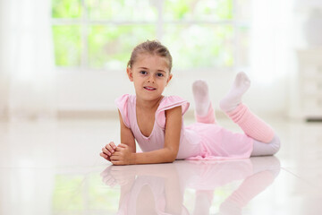 Baby ballet. Little ballerina girl in dance class.