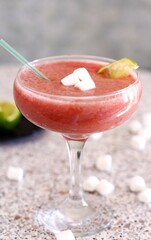 closeup cocktail with strawberry on a table drink beverage fresh