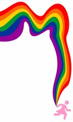 Vector illustration of a man with a rainbow lgbt flag