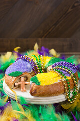 King Cake on a Wood Stand