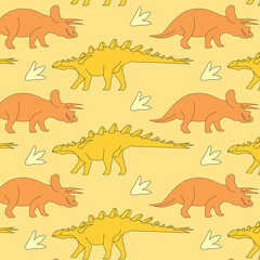 Cute cartoon dinosaurs seamless pattern 