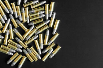 9mm Handgun Ammunition on a Black Background