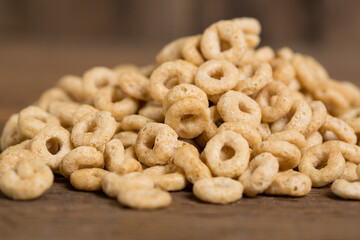 Cereal on Wood Surface in White Bowl