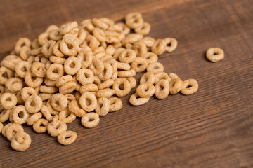 Cereal on Wood Surface in White Bowl