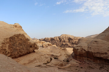 Fototapeta na wymiar Petra city in Jordan (Nabateans city) rocks and landmarks