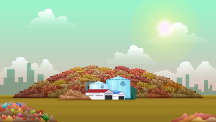 Fototapeta premium illustration factory and waste pollution vector environment design