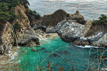 California Coastal Waterfall 