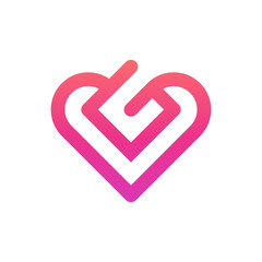 Letter G heart love creative logo design