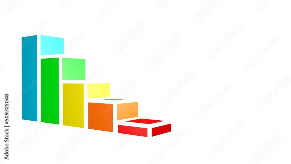 Aufkleber colored columns. growth chart. business project. sales report. 3d rendering.