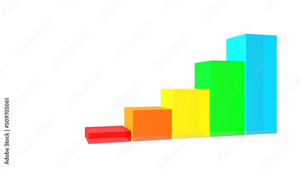 Poster colored columns. growth chart. business project. sales report. 3d rendering.