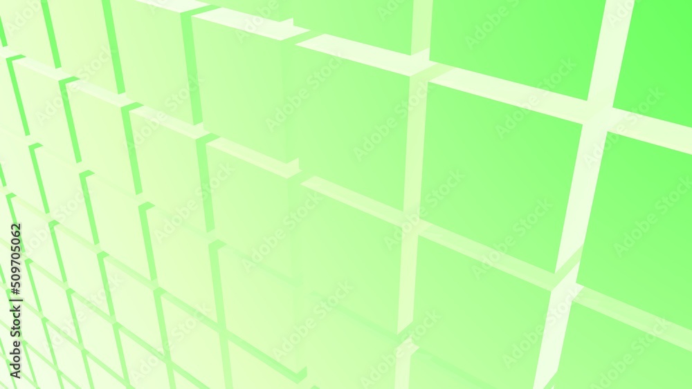 Poster green abstract cube background and screensaver. 3d rendering.