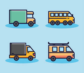 icons set vehicles transport