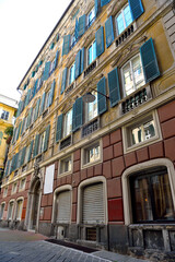 Fototapeta na wymiar historic building in baroque style in the historic center of Genoa Italy