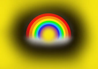 Rainbow on black yellow gradient background