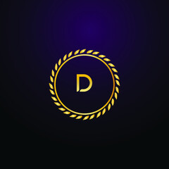 Premium luxury Vector elegant gold and  font Letter D Template for company logo with monogram element 3d Design